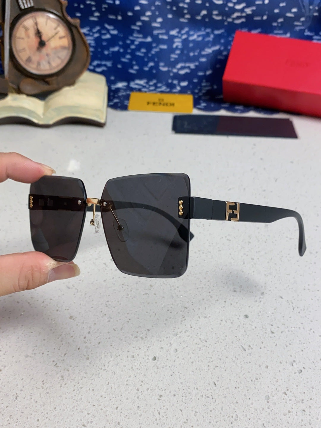 Fendi Lightweight Rimless Silver Lens Sunglasses for Women - detail image 6