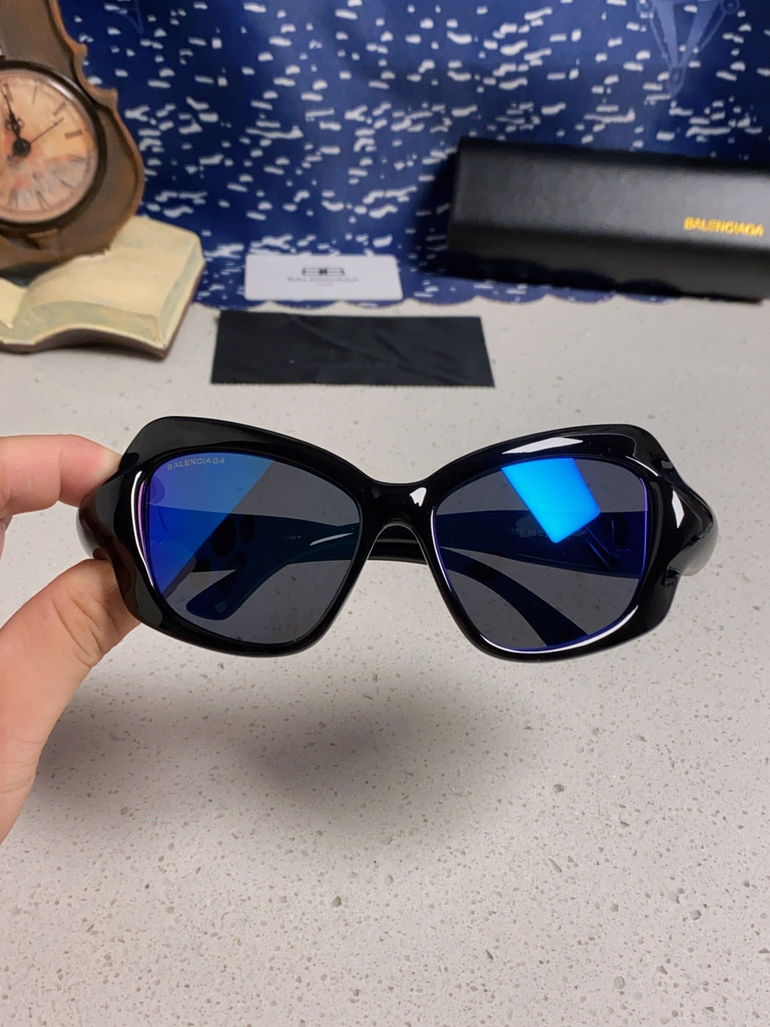 Balenciaga Oversized Blue Lens Sunglasses for Women - detail image 4