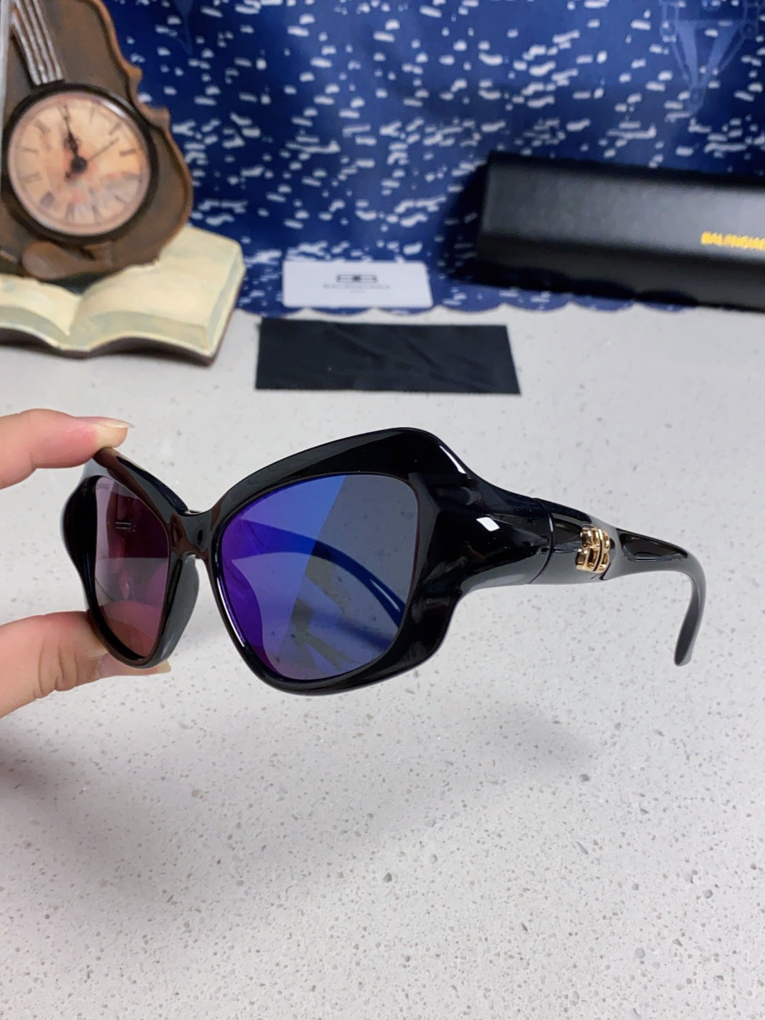 Balenciaga Oversized Blue Lens Sunglasses for Women - 358628 - detail image 6