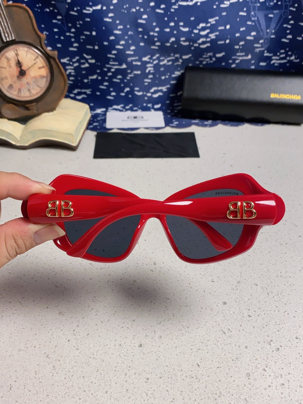 Balenciaga Oversized Red Lens Sunglasses for Women - detail image 5