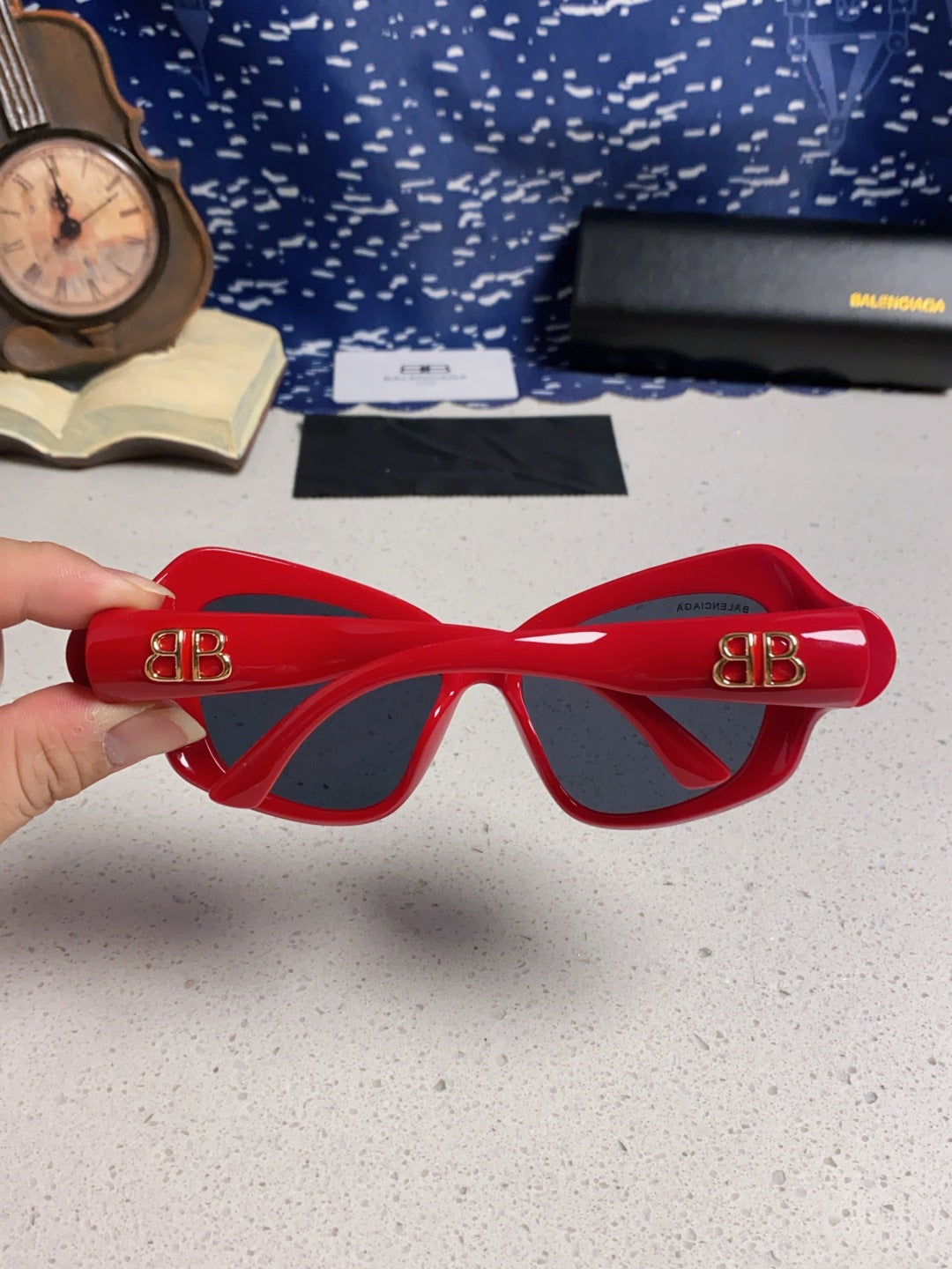 Balenciaga Oversized Red Lens Sunglasses for Women - detail image 5