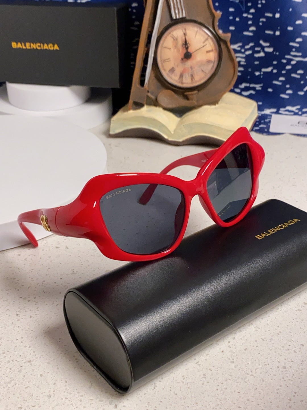 Balenciaga Oversized Red Lens Sunglasses for Women - 432530 - detail image 10