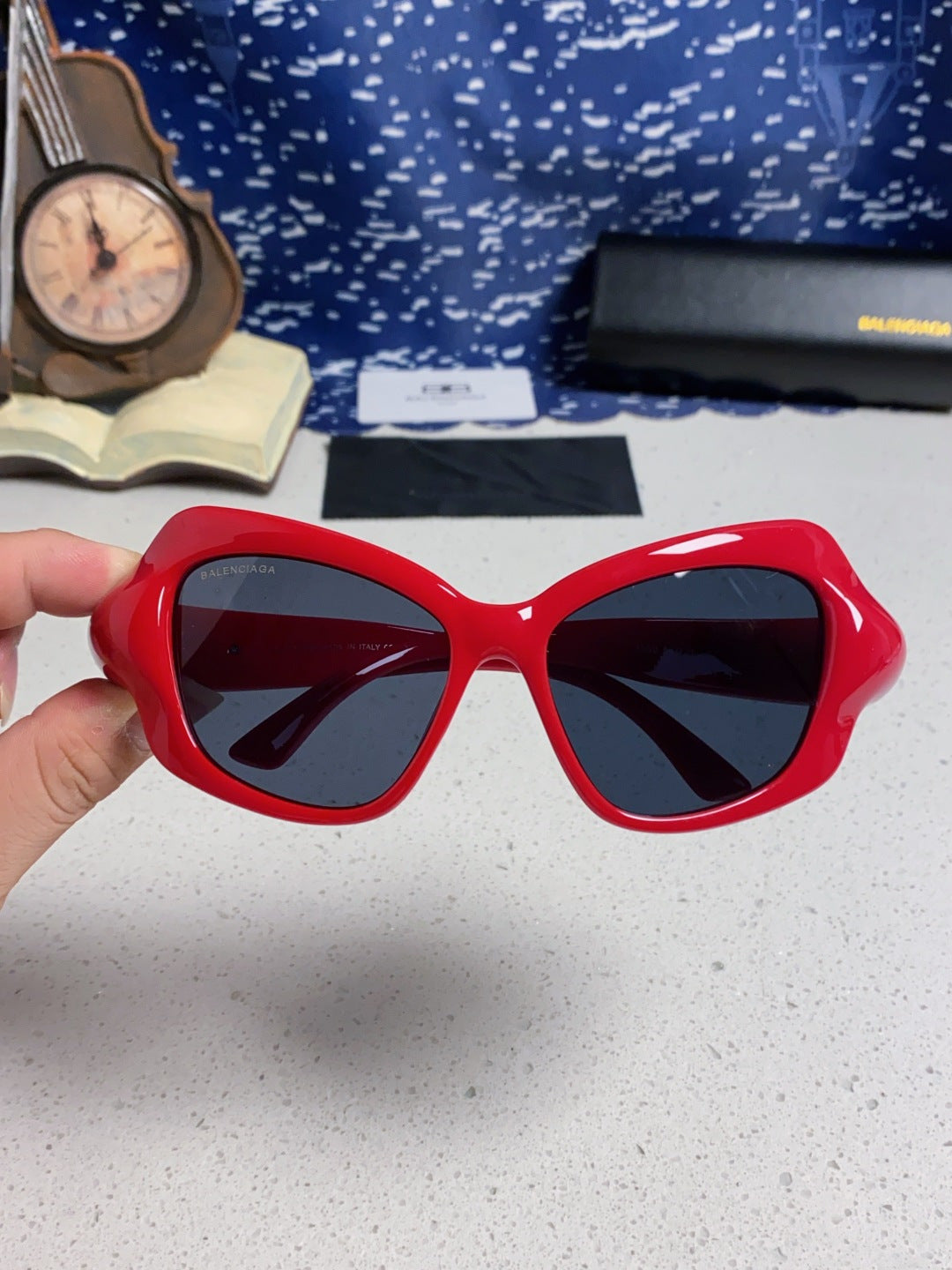 Balenciaga Oversized Red Lens Sunglasses for Women - 432530 - detail image 4