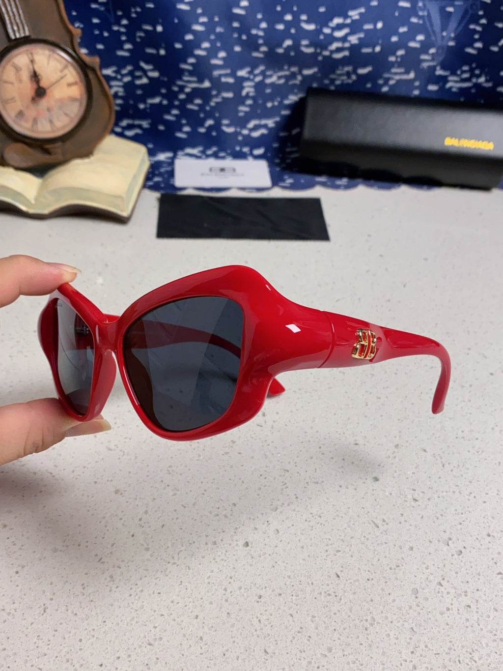 Balenciaga Oversized Red Lens Sunglasses for Women - 432530 - detail image 6