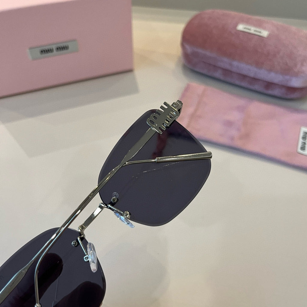 Miu Miu Lightweight Rimless Silver Lens Sunglasses for Women - detail image 6