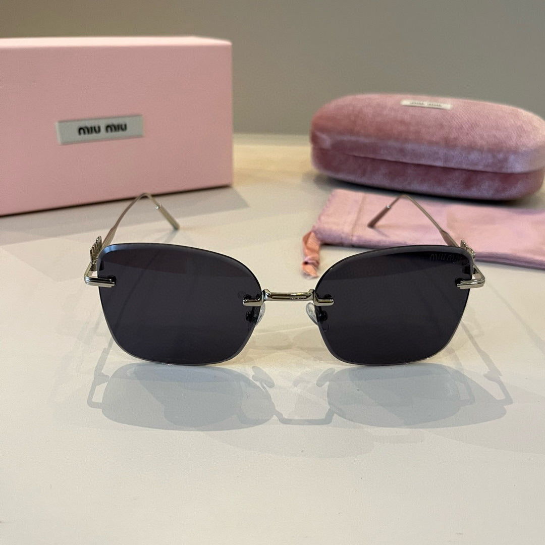 Miu Miu Lightweight Rimless Silver Lens Sunglasses for Women - detail image 2