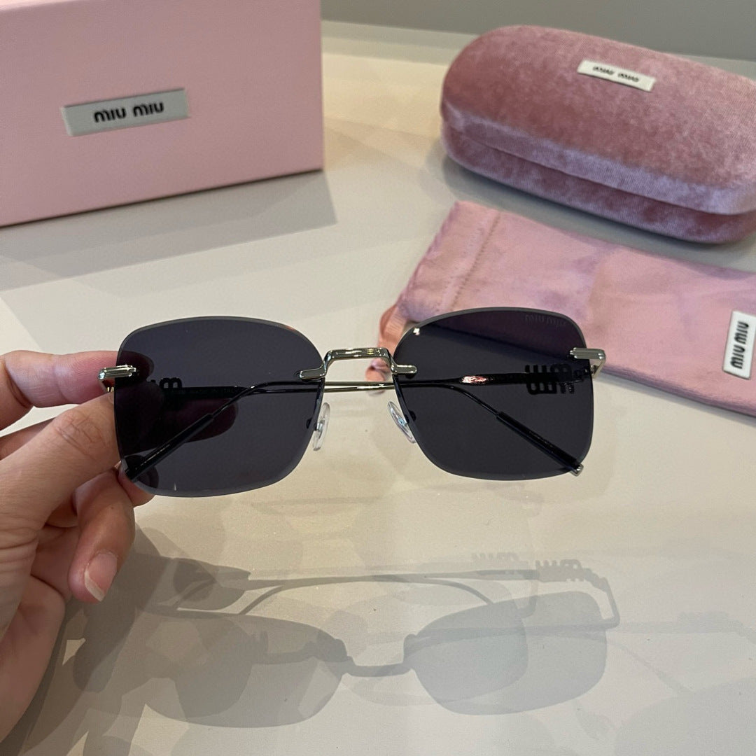 Miu Miu Lightweight Rimless Silver Lens Sunglasses for Women - detail image 4