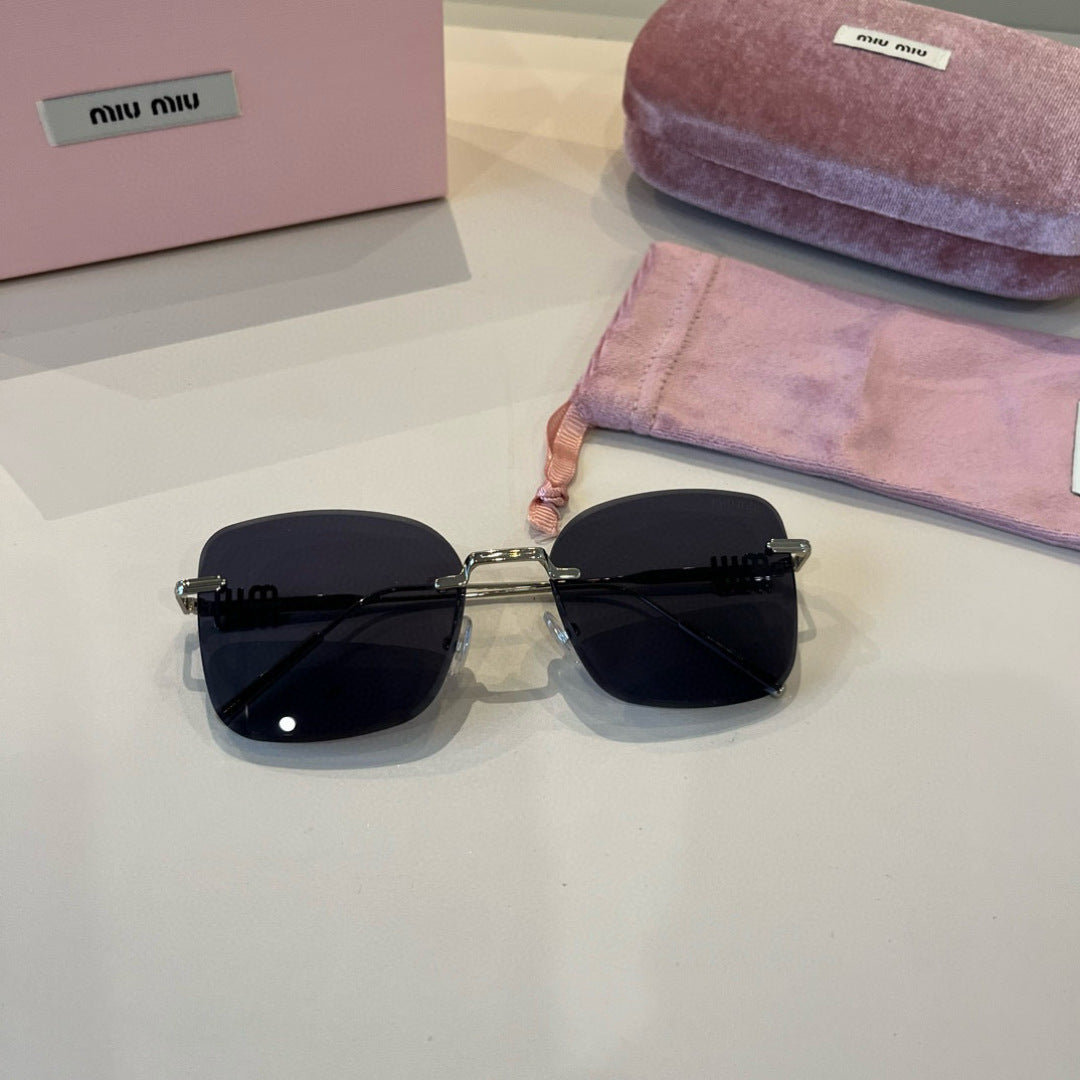 Miu Miu Lightweight Rimless Silver Lens Sunglasses for Women - detail image 5
