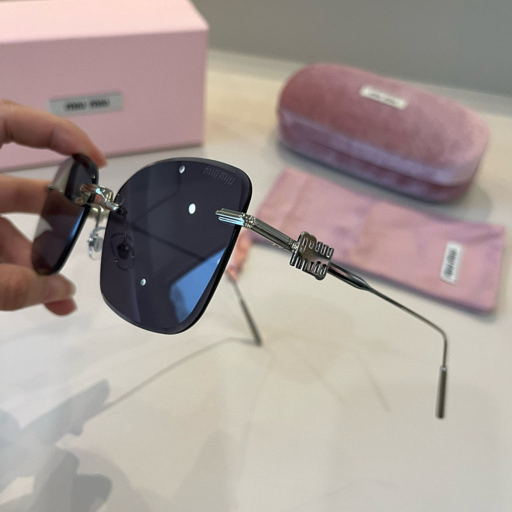 Miu Miu Lightweight Rimless Silver Lens Sunglasses for Women - detail image 8