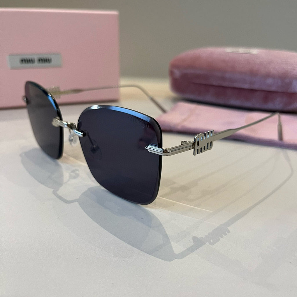 Miu Miu Lightweight Rimless Silver Lens Sunglasses for Women - detail image 3