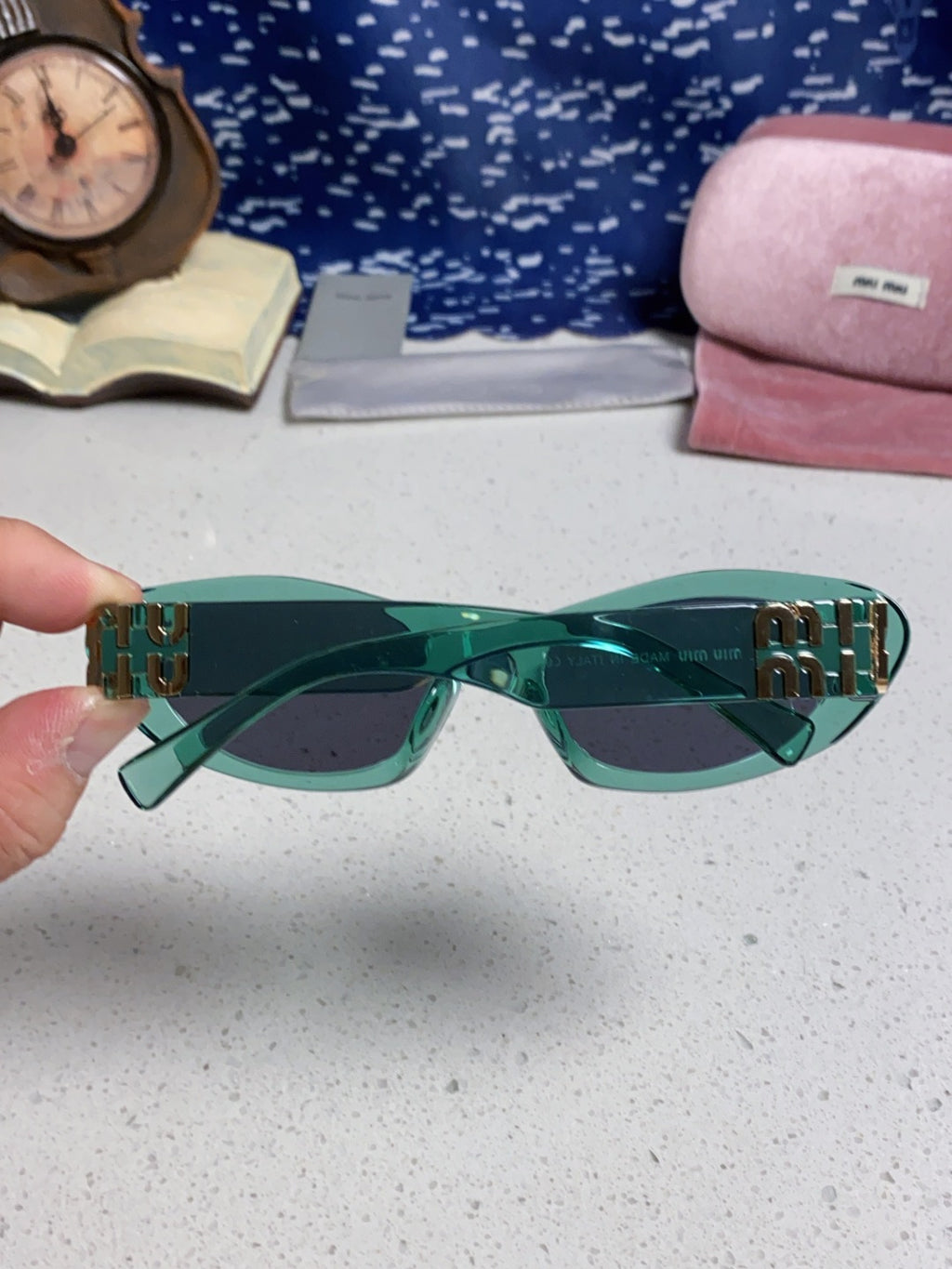 Miu Miu Cat-Eye Blue Lens Sunglasses for Men & Women - detail image 5