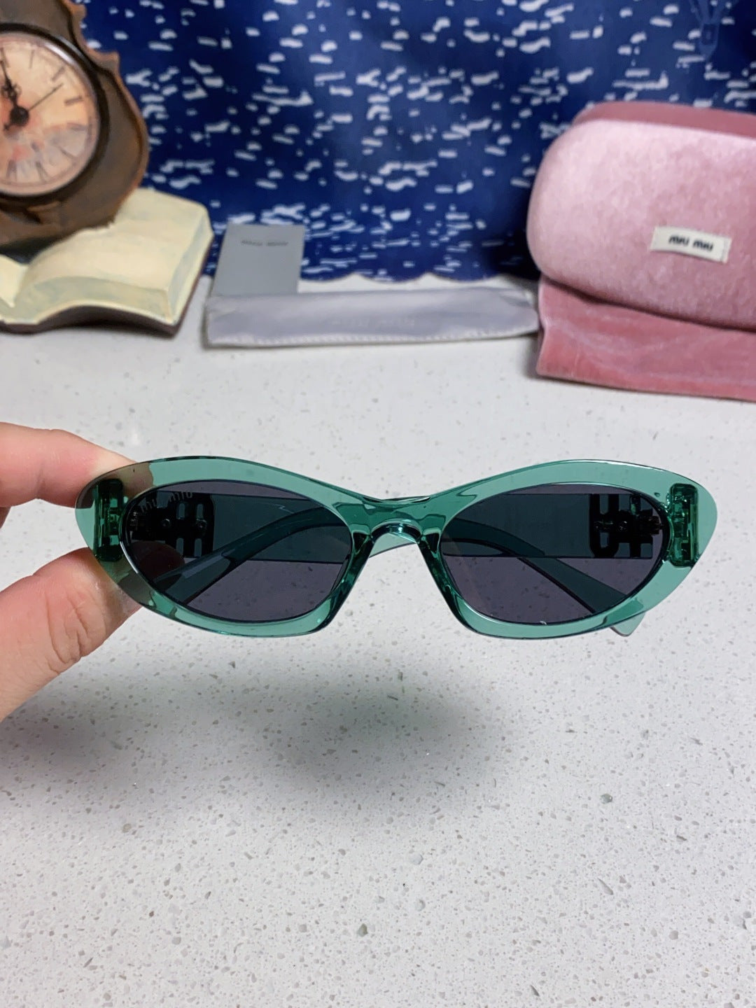 Miu Miu Cat-Eye Blue Lens Sunglasses for Men & Women - detail image 4