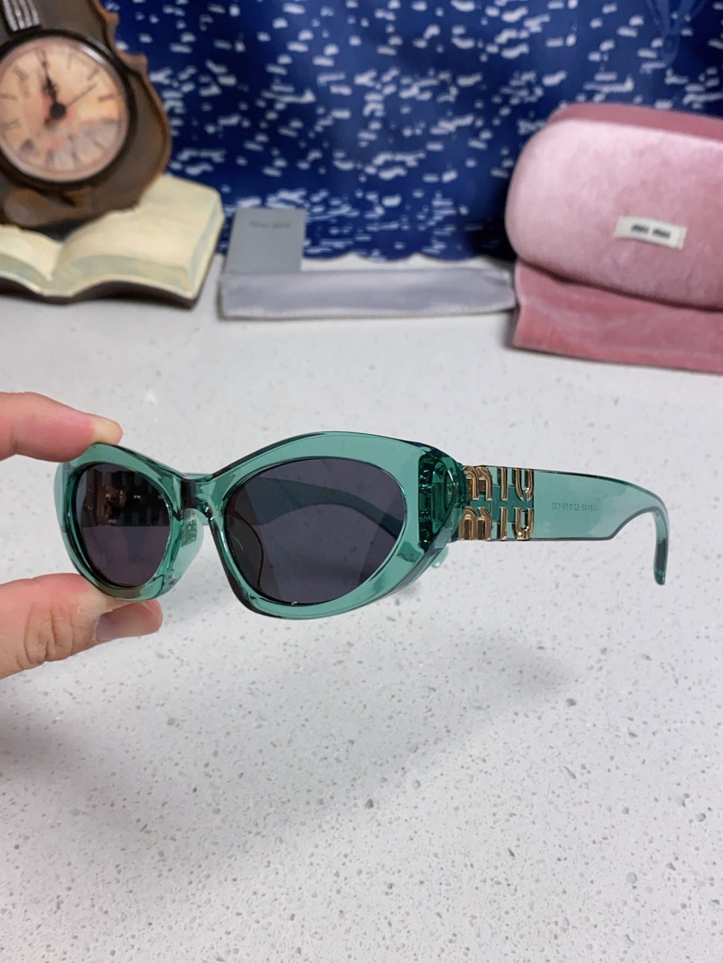 Miu Miu Cat-Eye Blue Lens Sunglasses for Men & Women - detail image 6
