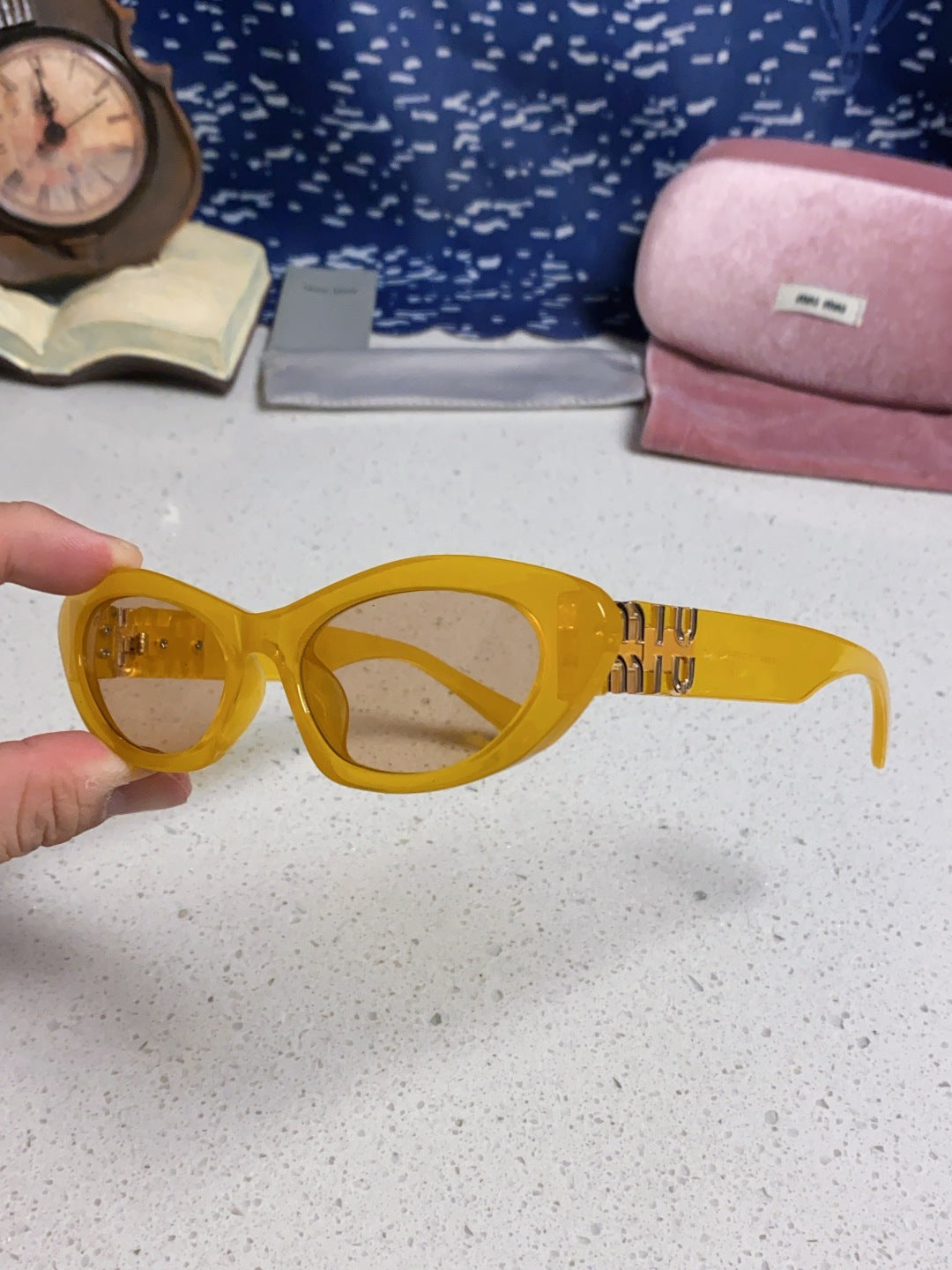 Miu Miu Cat-Eye Orange Lens Sunglasses for Men & Women - detail image 6