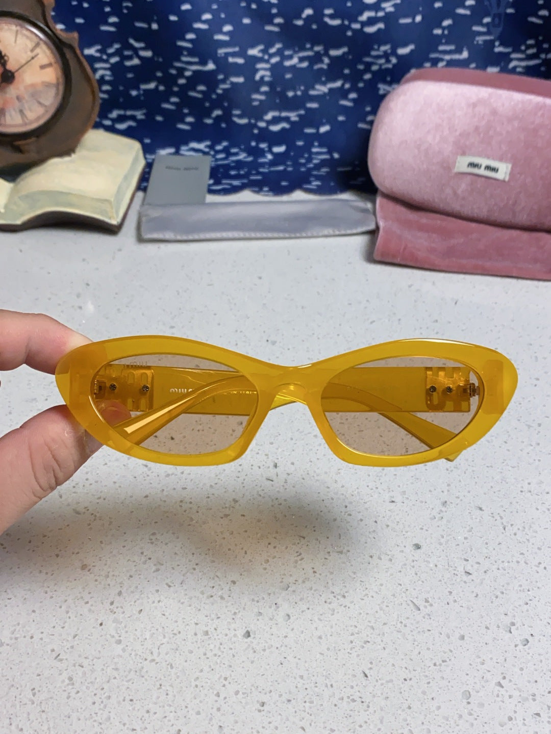 Miu Miu Cat-Eye Orange Lens Sunglasses for Men & Women - detail image 4