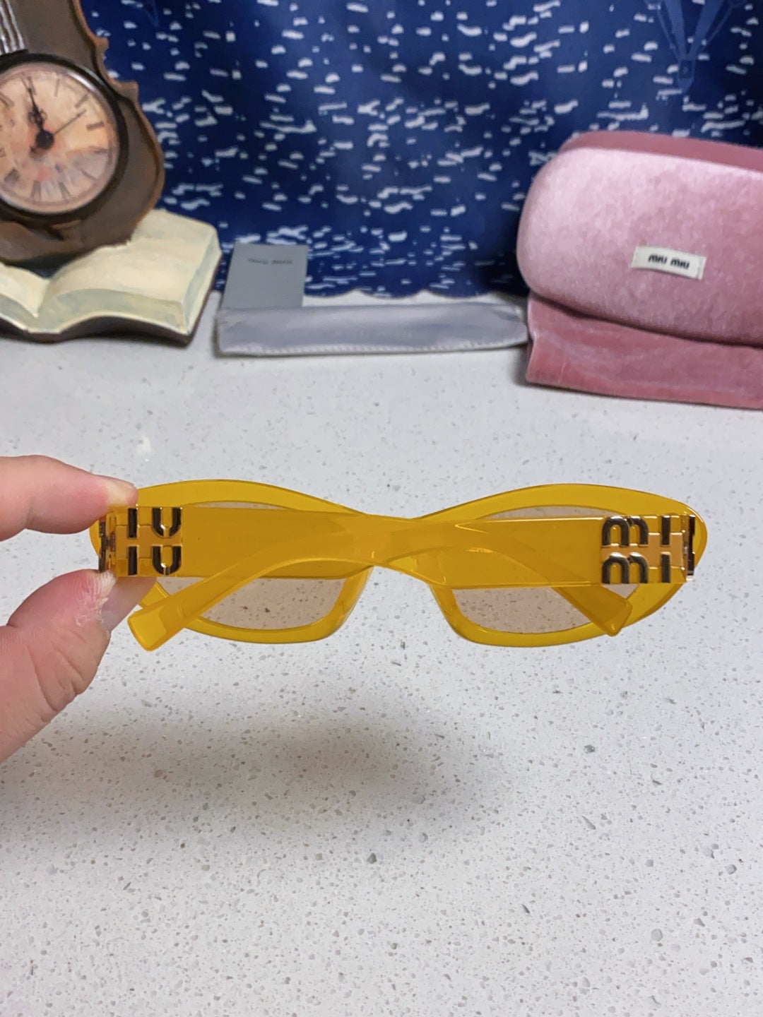 Miu Miu Cat-Eye Orange Lens Sunglasses for Men & Women - detail image 5