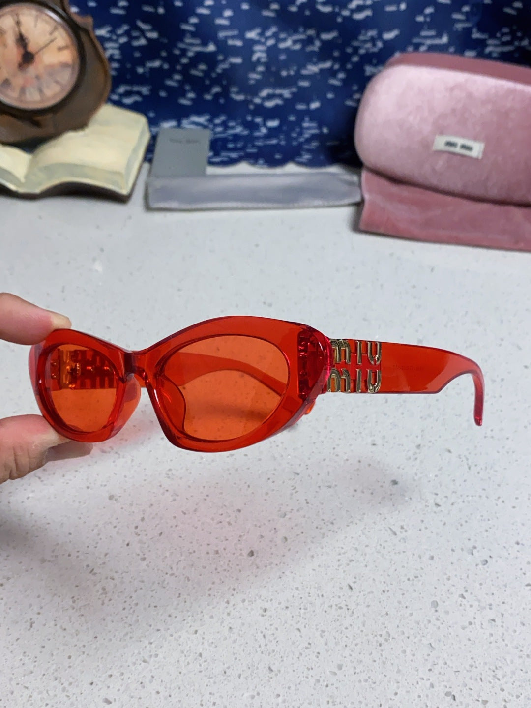 Miu Miu Cat-Eye Red Lens Sunglasses for Men & Women - detail image 6