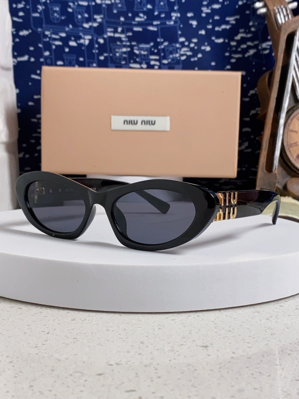 Miu Miu Cat-Eye Black Lens Sunglasses for Men & Women - 487632