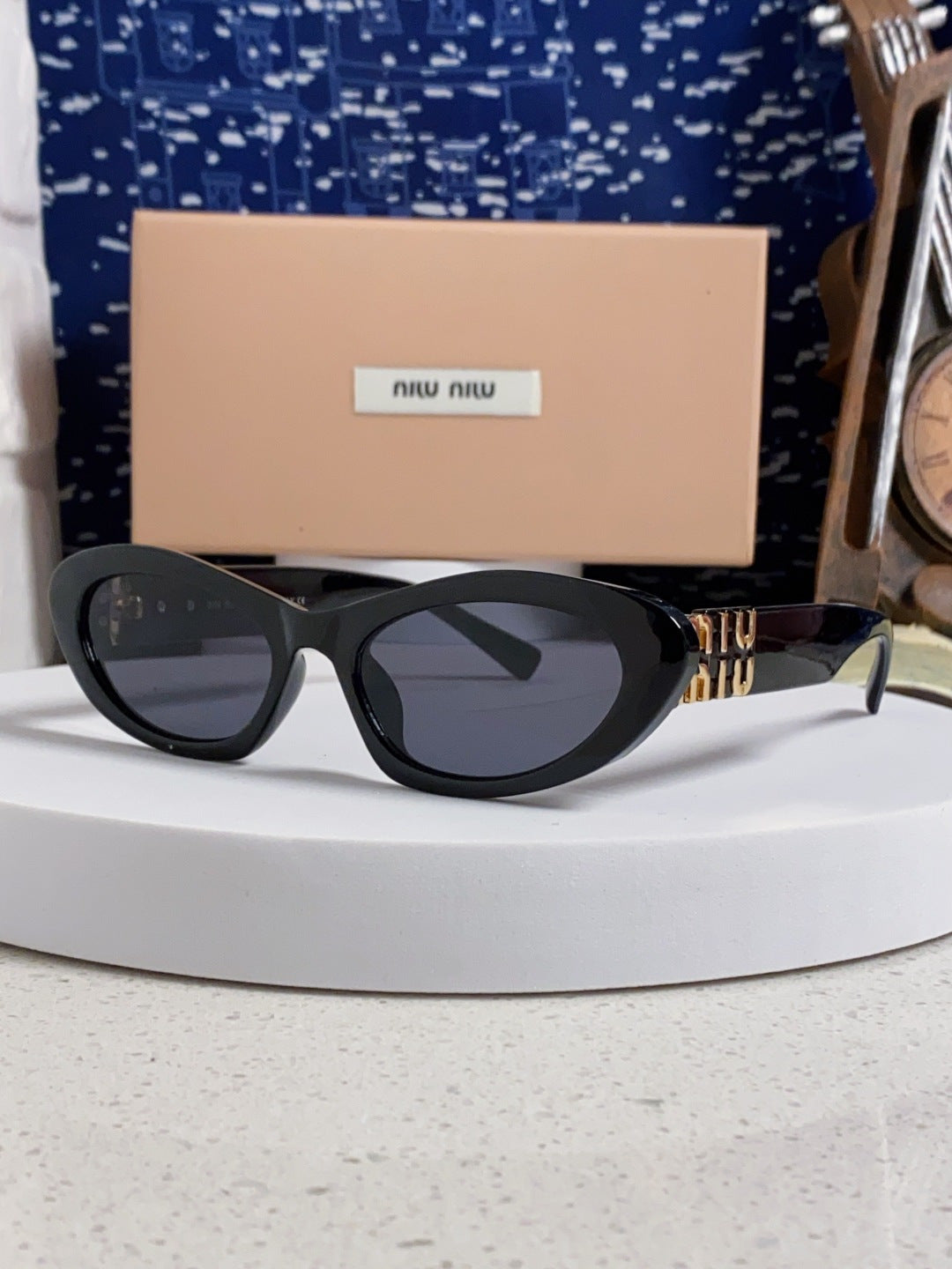 Miu Miu Cat-Eye Black Lens Sunglasses for Men & Women - 487632