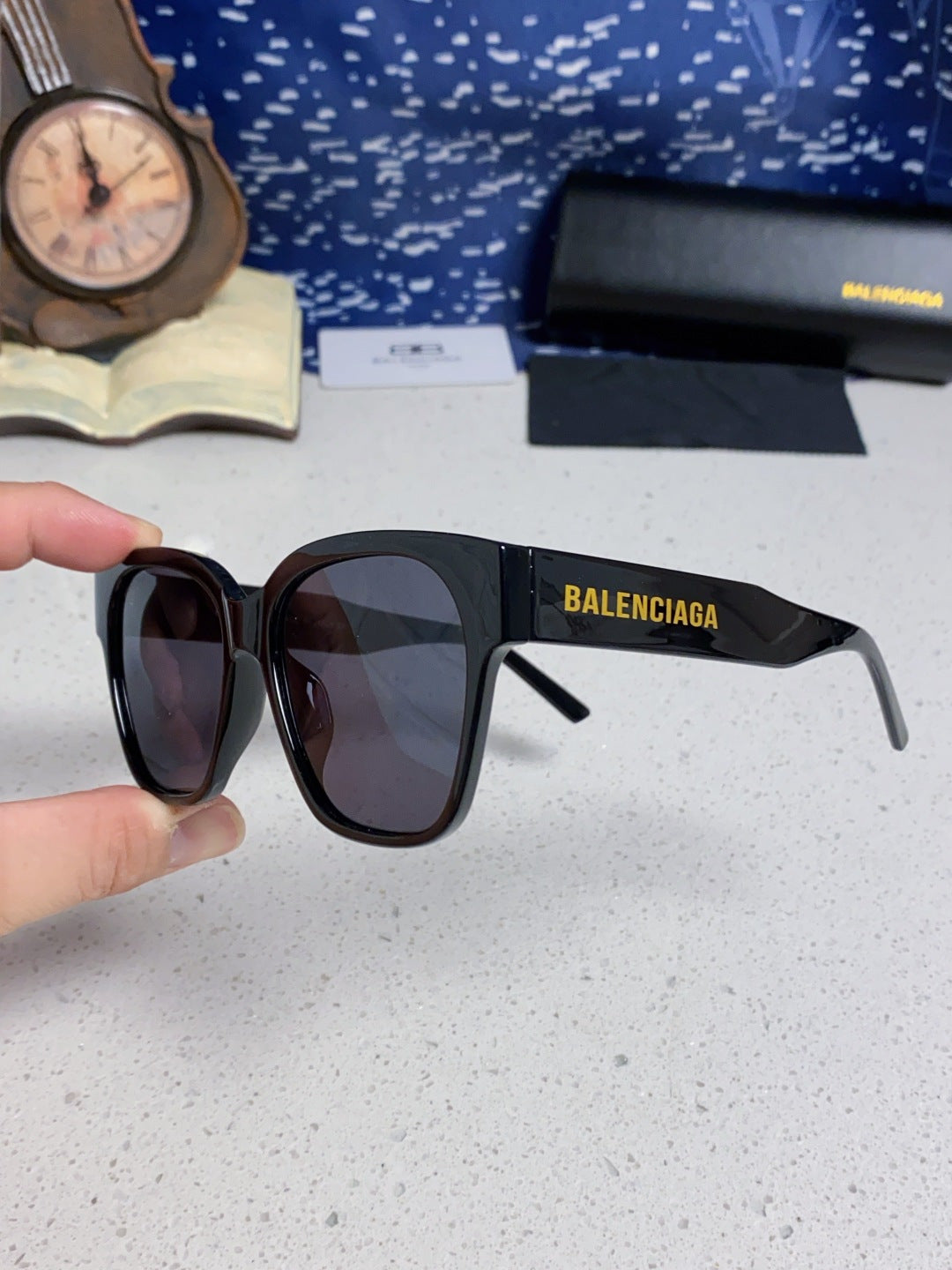 Balenciaga Polarized Square Gray Lens Sunglasses for Women - detail image 6