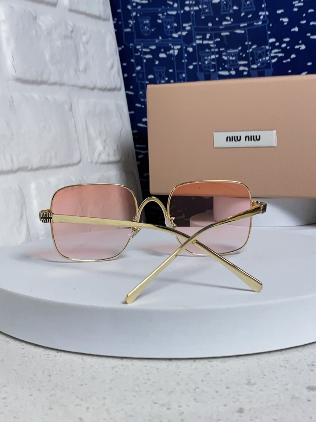 Miu Miu Metal Square Gold Lens Sunglasses for Men & Women - detail image 3