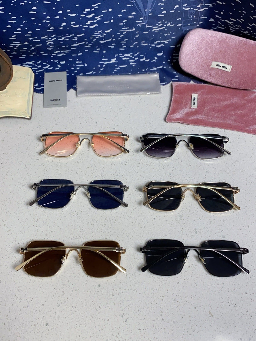 Miu Miu Metal Square Black Lens Sunglasses for Men & Women - 416164 - detail image 11