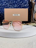 Miu Miu Metal Square Gold Lens Sunglasses for Men & Women
