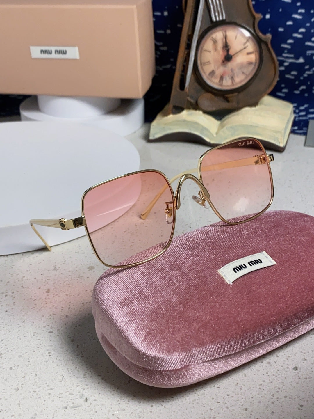 Miu Miu Metal Square Gold Lens Sunglasses for Men & Women - detail image 10