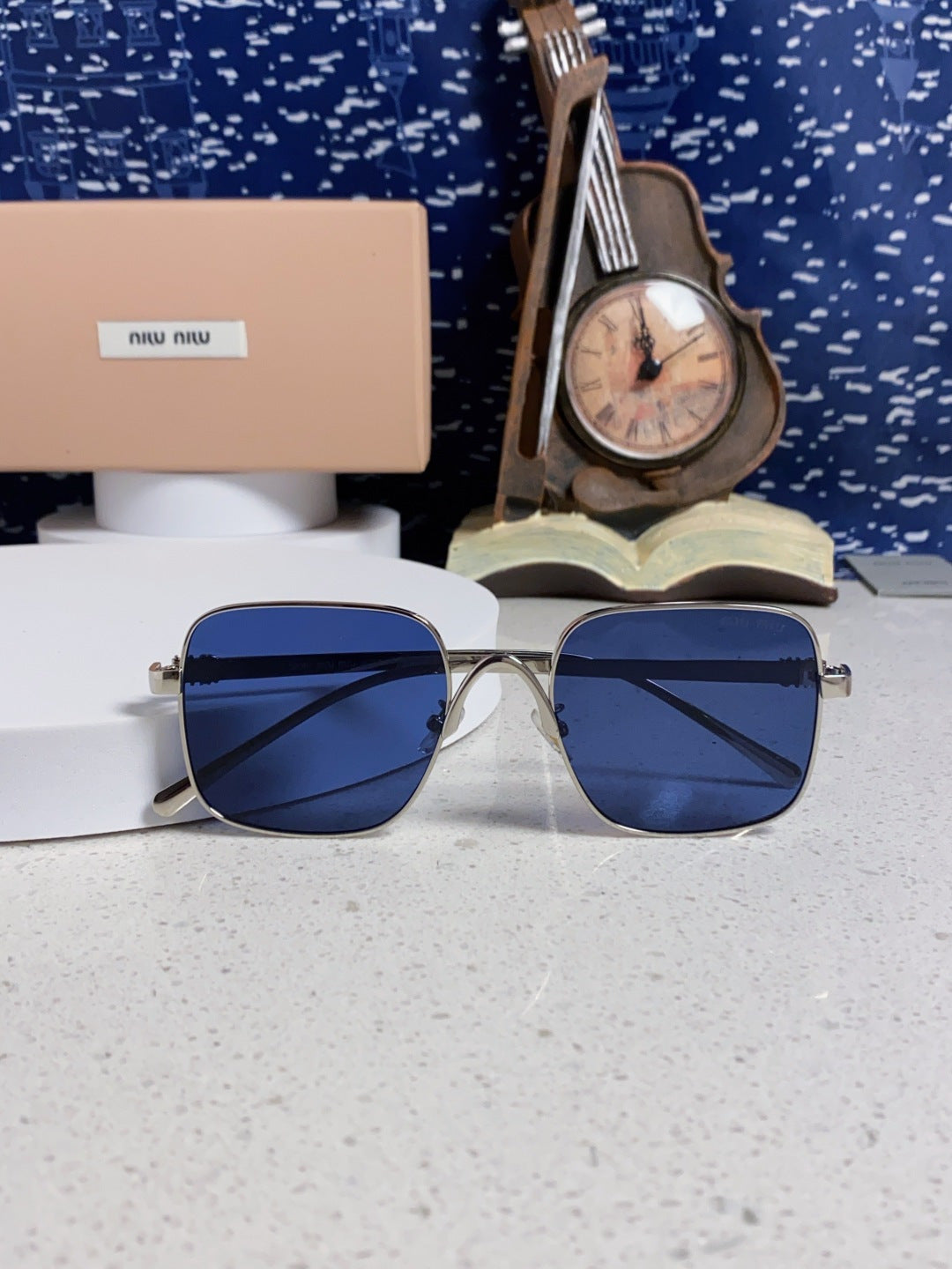Miu Miu Metal Square Blue Lens Sunglasses for Men & Women - 432634 - detail image 9