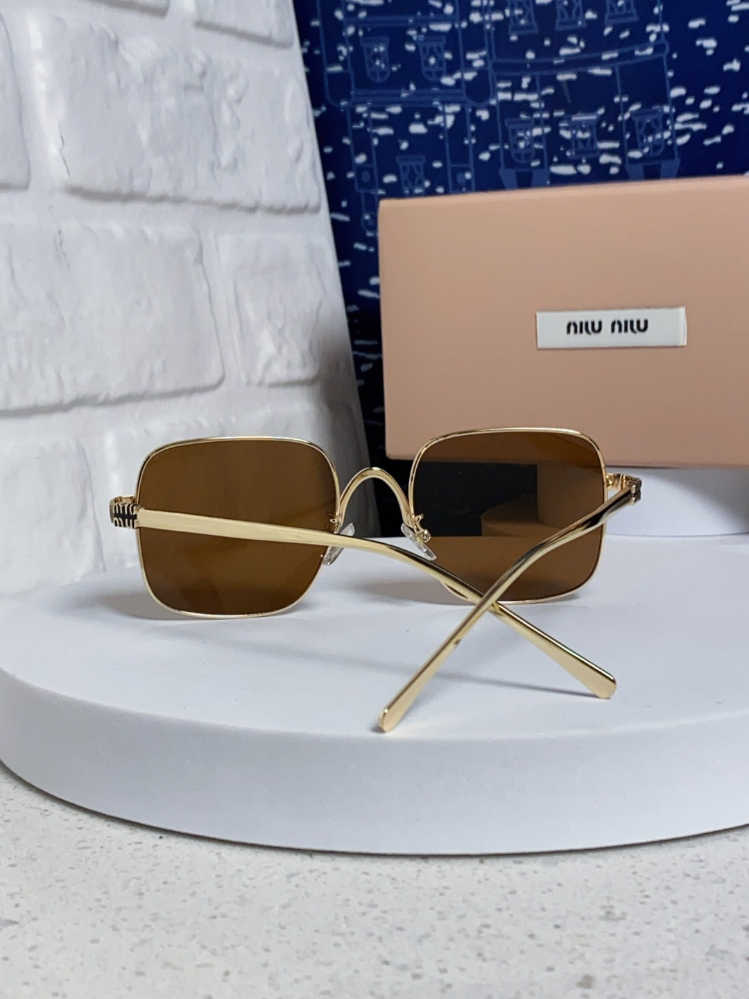 Miu Miu Metal Square Brown Lens Sunglasses for Men & Women - 432635 - detail image 3