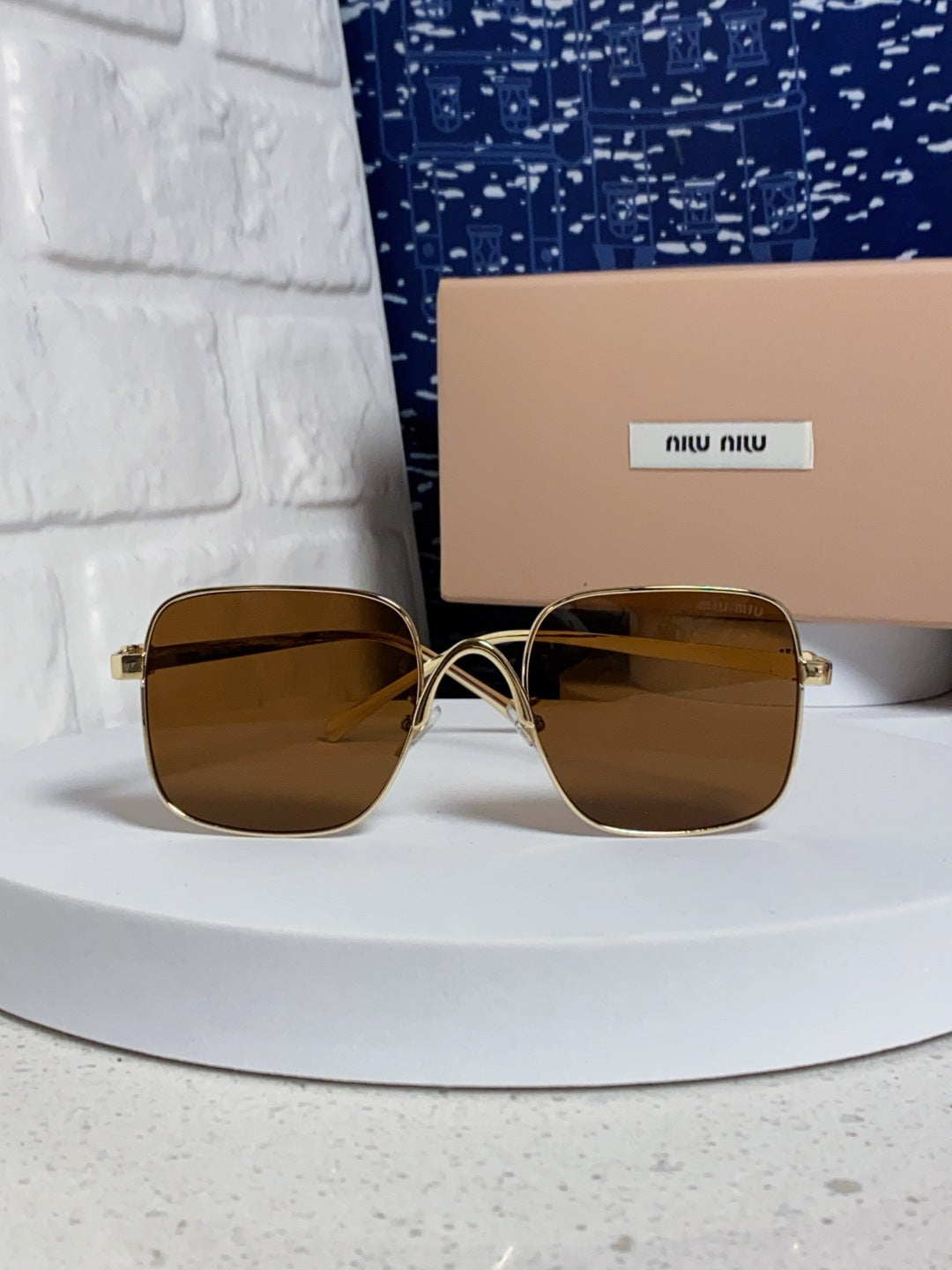 Miu Miu Metal Square Brown Lens Sunglasses for Men & Women - 432635 - detail image 2