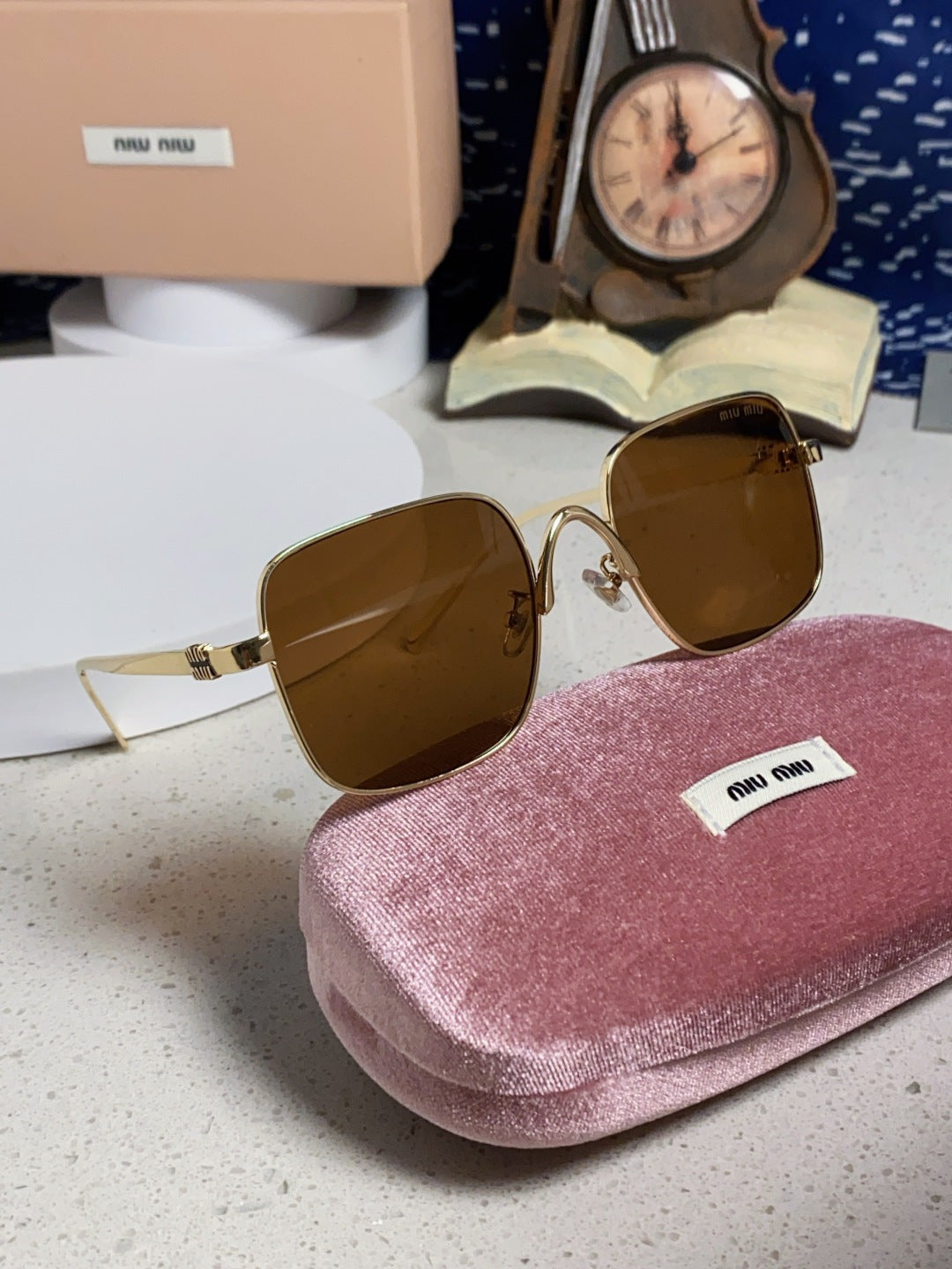 Miu Miu Metal Square Brown Lens Sunglasses for Men & Women - 432635 - detail image 10