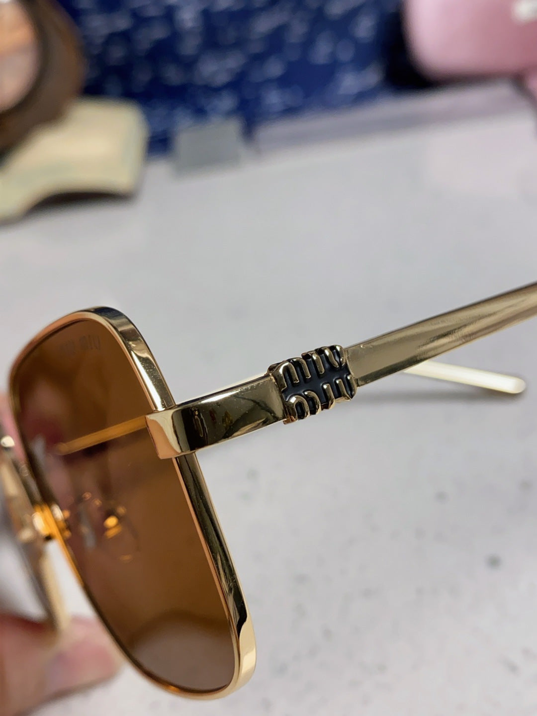 Miu Miu Metal Square Brown Lens Sunglasses for Men & Women - 432635 - detail image 7
