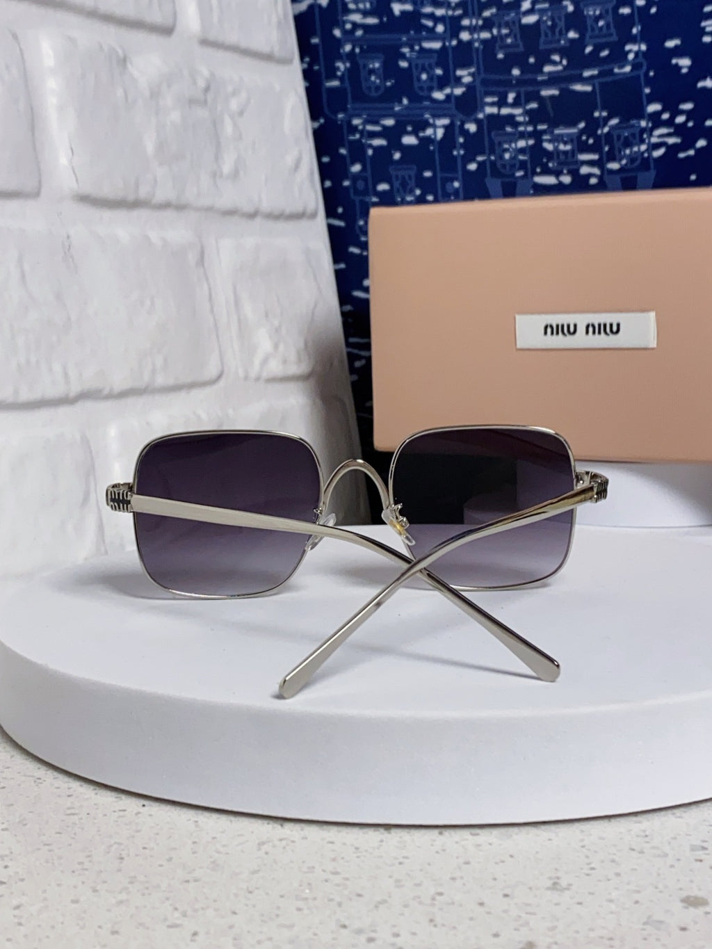 Miu Miu Metal Square Silver Lens Sunglasses for Men & Women - 432636 - detail image 3