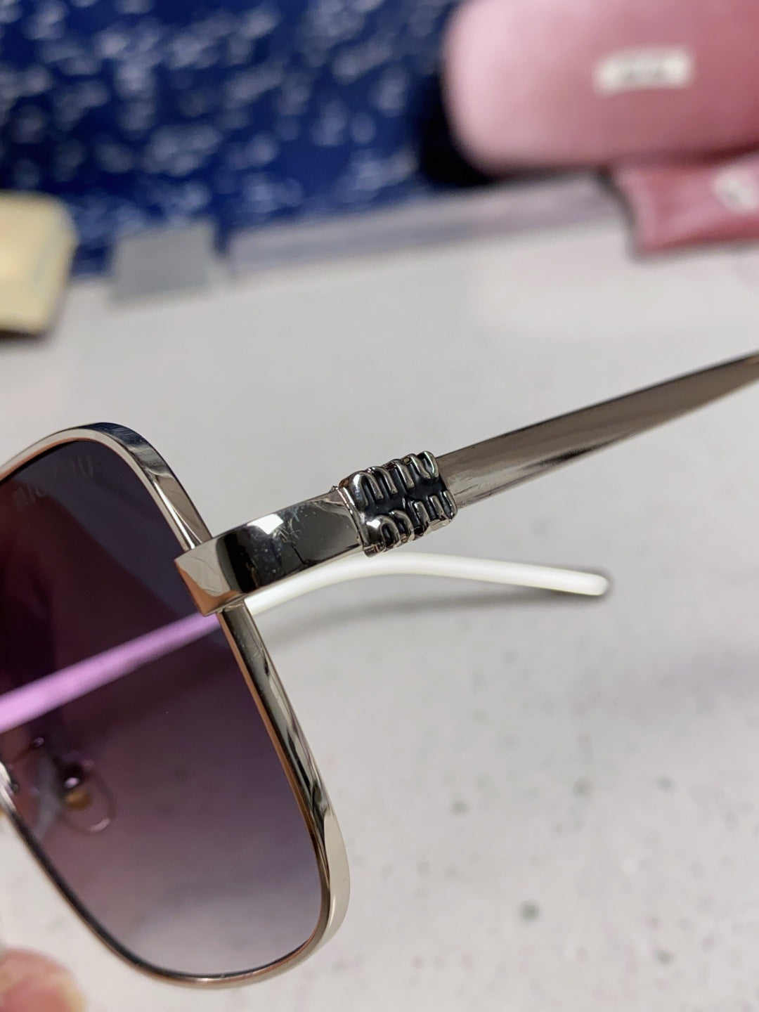Miu Miu Metal Square Silver Lens Sunglasses for Men & Women - 416163 - detail image 7