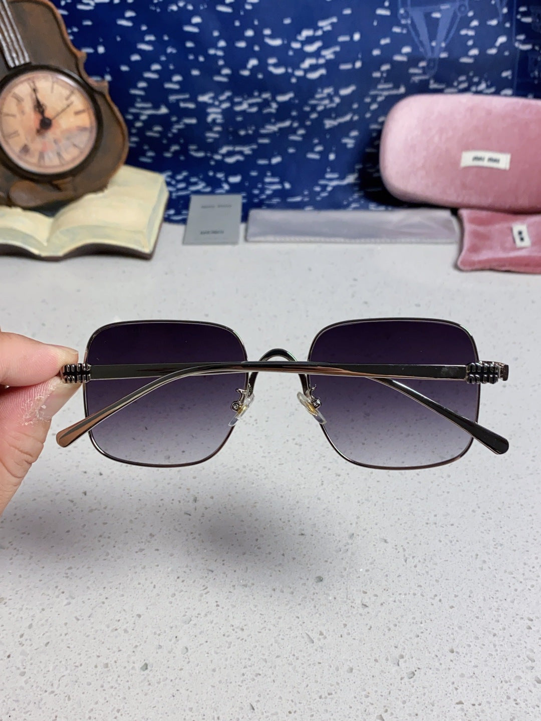 Miu Miu Metal Square Silver Lens Sunglasses for Men & Women - 432636 - detail image 5