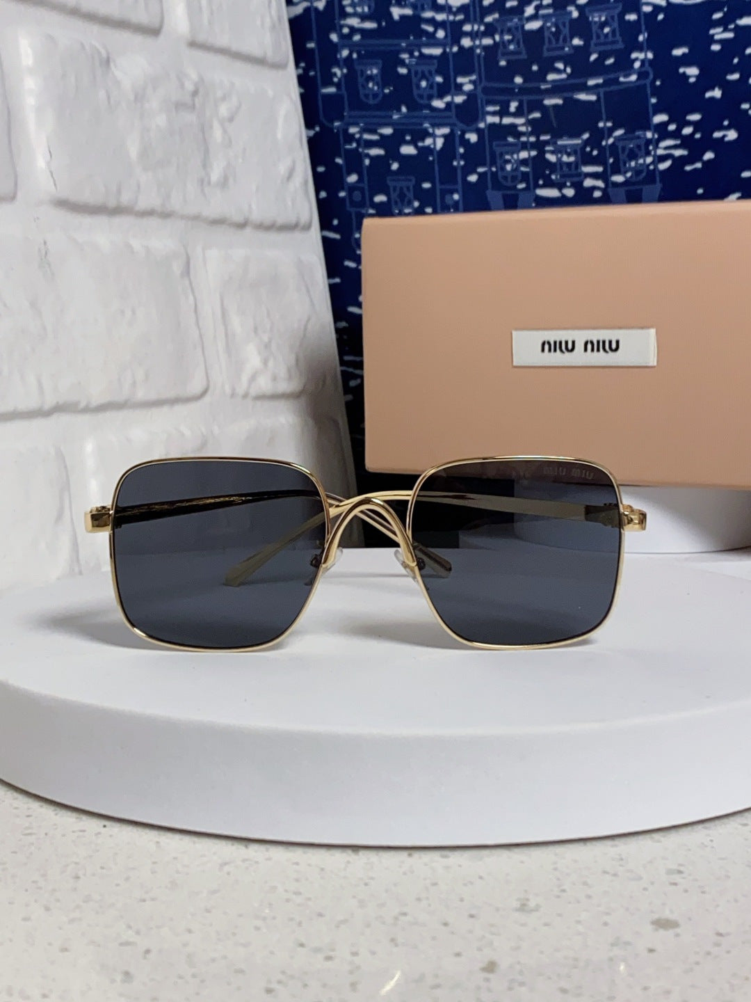 Miu Miu Metal Square Black Lens Sunglasses for Men & Women - detail image 2
