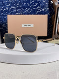 Miu Miu Metal Square Black Lens Sunglasses for Men & Women