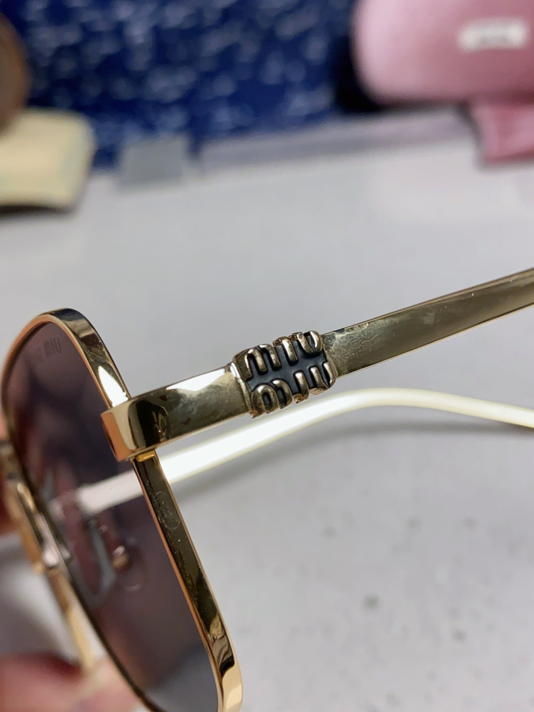 Miu Miu Metal Square Black Lens Sunglasses for Men & Women - detail image 7
