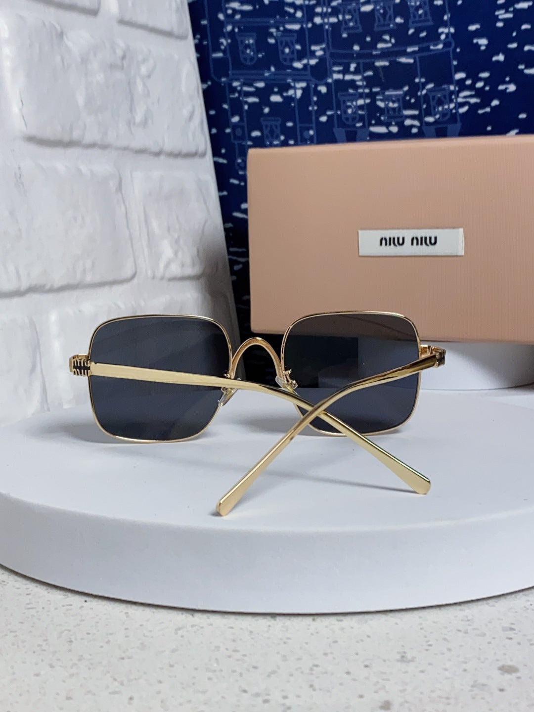 Miu Miu Metal Square Black Lens Sunglasses for Men & Women - detail image 3