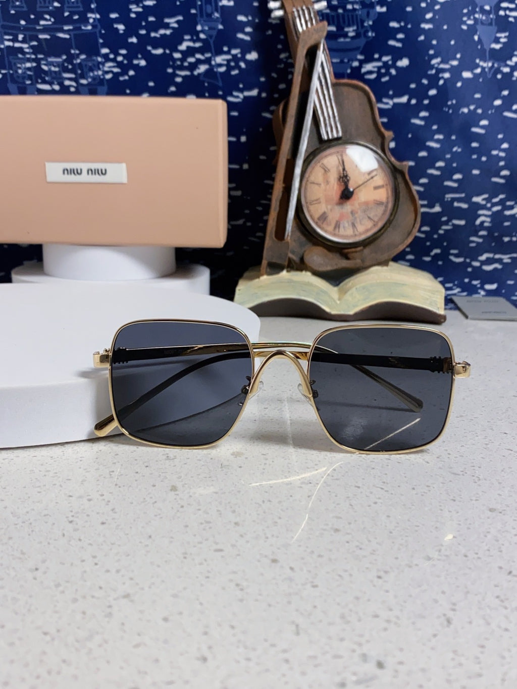 Miu Miu Metal Square Black Lens Sunglasses for Men & Women - detail image 9