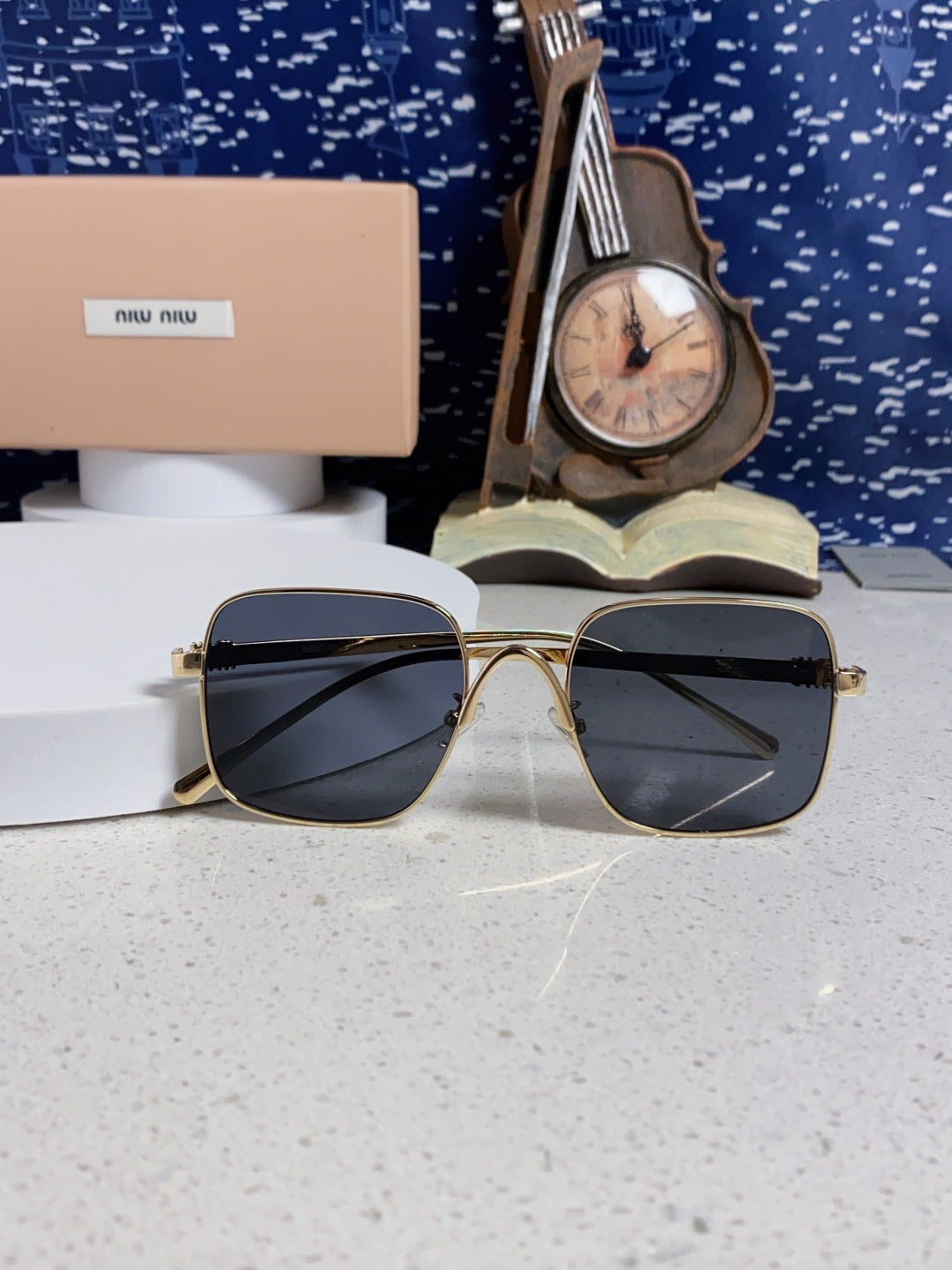 Miu Miu Metal Square Black Lens Sunglasses for Men & Women - detail image 9