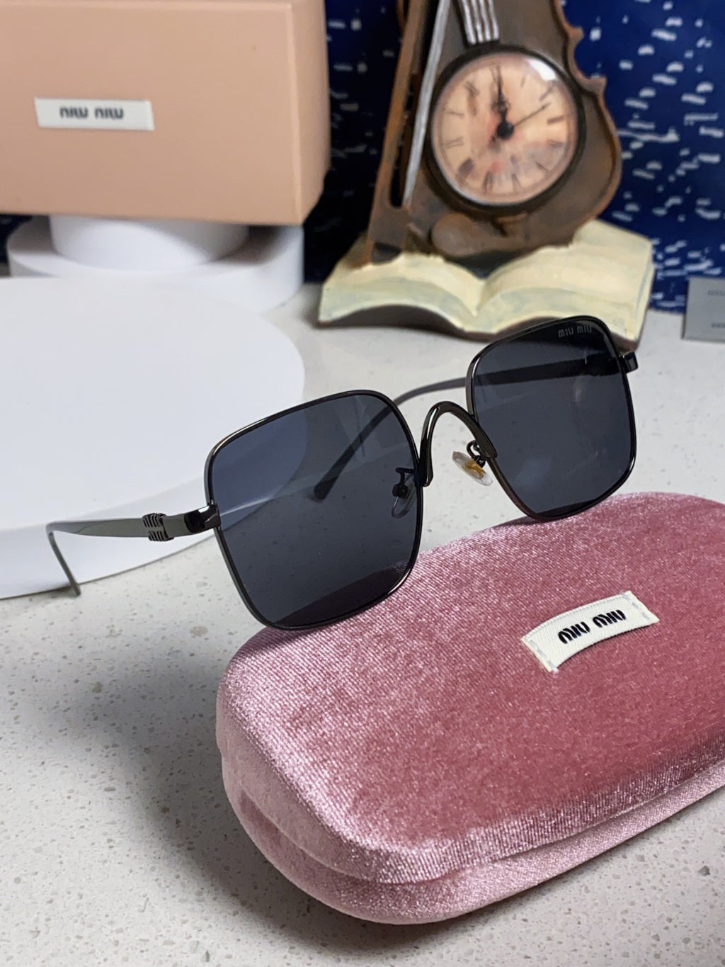 Miu Miu Metal Square Gray Lens Sunglasses for Men & Women - detail image 10