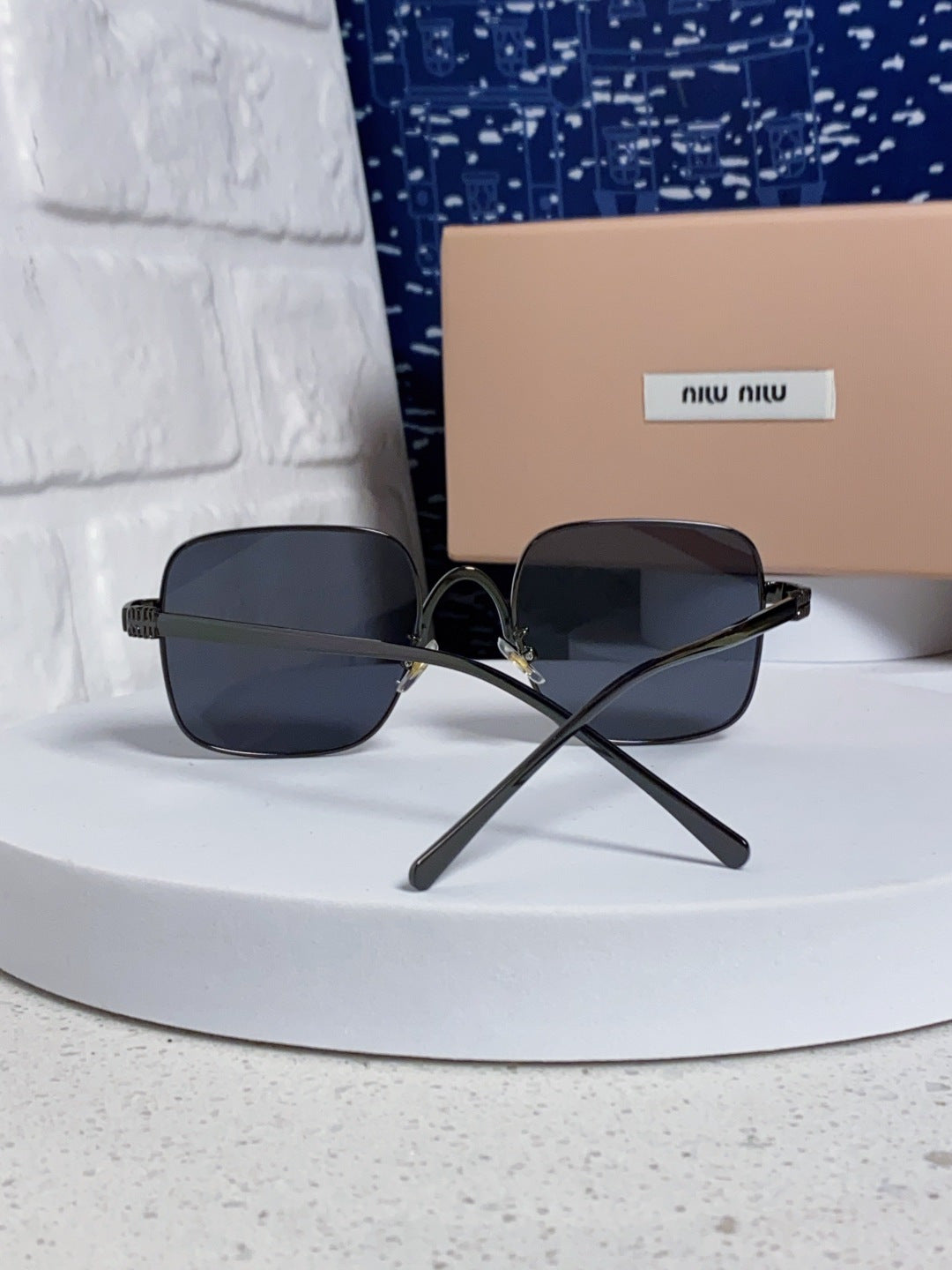 Miu Miu Metal Square Gray Lens Sunglasses for Men & Women - detail image 3