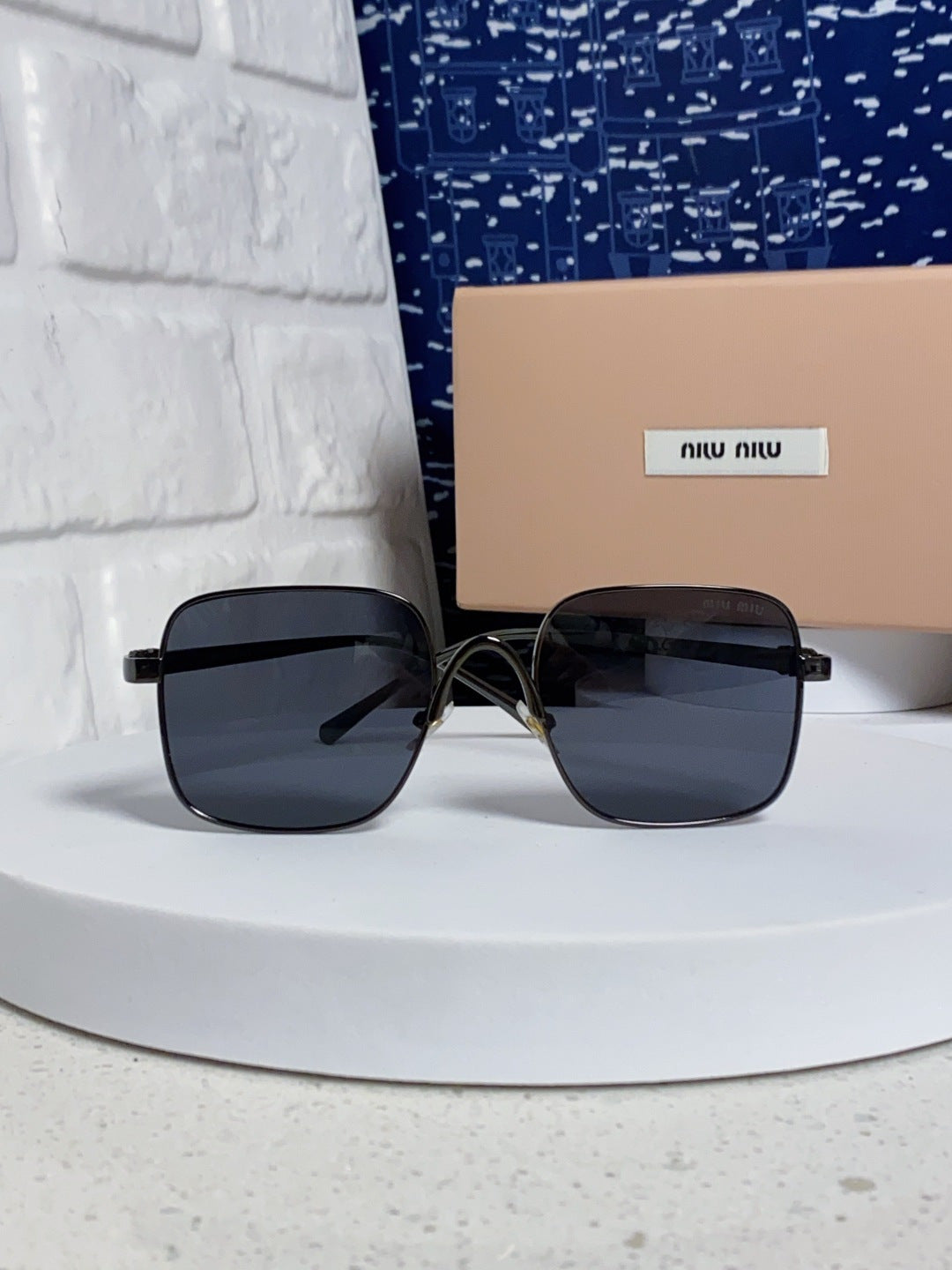 Miu Miu Metal Square Gray Lens Sunglasses for Men & Women - detail image 2