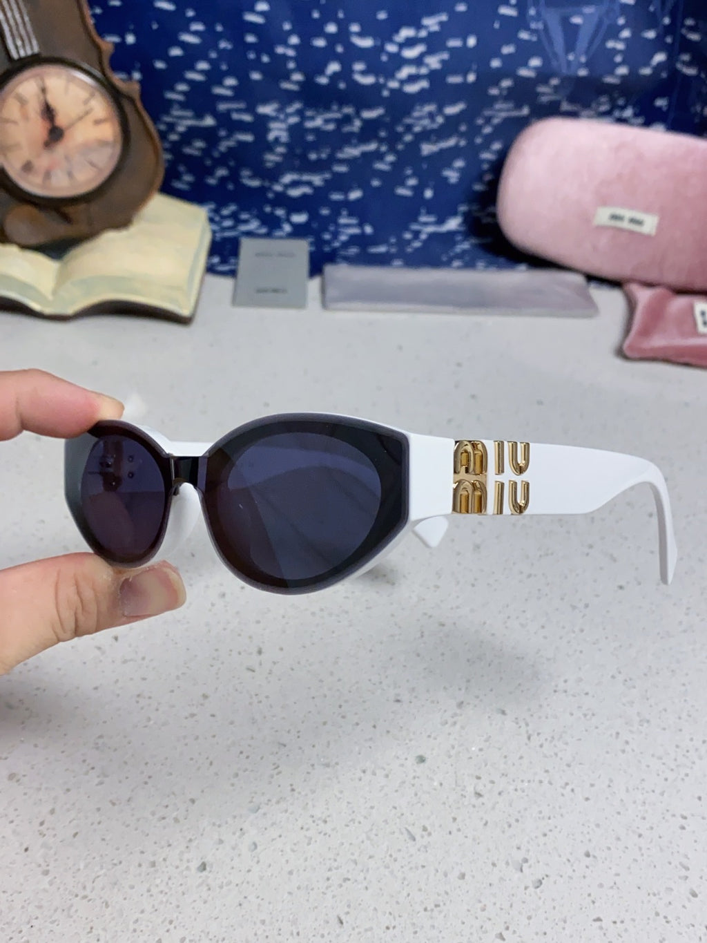 Miu Miu Cat-Eye Blue Lens Sunglasses for Women - 432630 - detail image 6