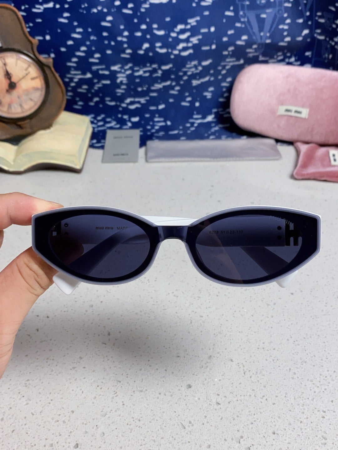 Miu Miu Cat-Eye Blue Lens Sunglasses for Women - 432630 - detail image 4