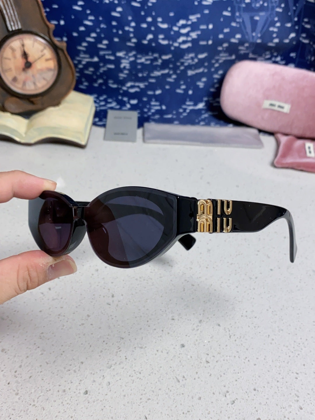 Miu Miu Cat-Eye Black Lens Sunglasses for Women - detail image 6