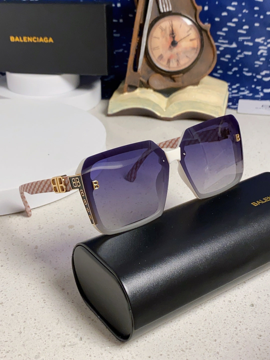 Balenciaga Square Blue Lens Sunglasses for Men & Women - 432556 - detail image 9