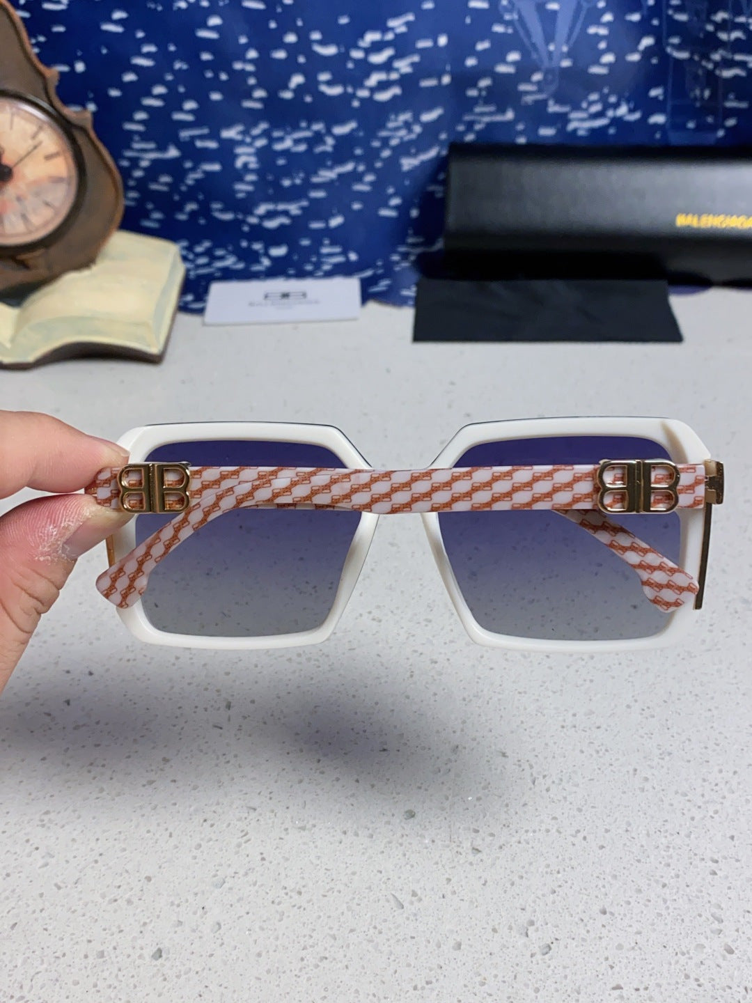 Balenciaga Square Blue Lens Sunglasses for Men & Women - 416114 - detail image 5